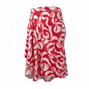 PARI PASSU Women's Plus 18W (D-4) Red & White Adrian Bias Cut Wrap Skirt